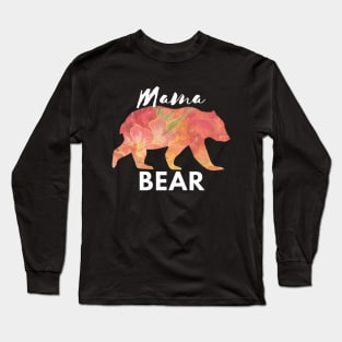 Mama Bear Floral Watercolor Mom Love Long Sleeve T-Shirt